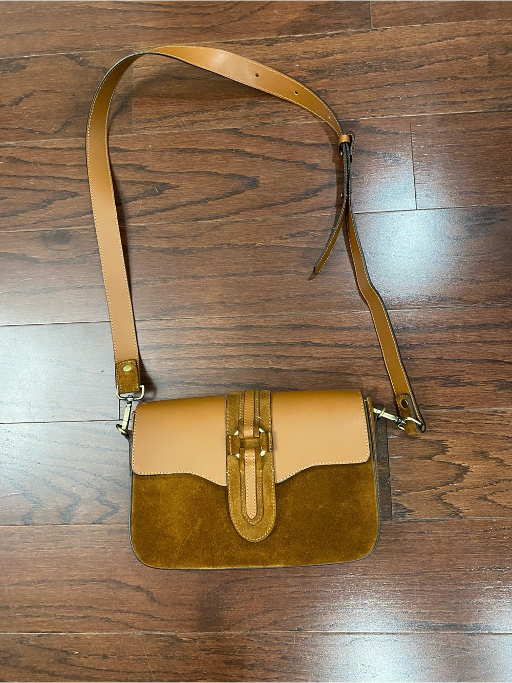 Amerai Suede Leather Tote Bag Italian Designer Shopper Purse Brown Crossbody